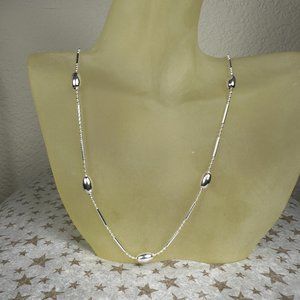 NEW 18" Silver Bead Bar Chain Tin Cup Style Stationed Necklace Italy